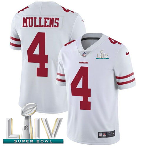 San Francisco 49ers Nike #4 Nick Mullens White Super Bowl LIV 2020 Youth Stitched NFL Vapor Untouchable Limited Jersey